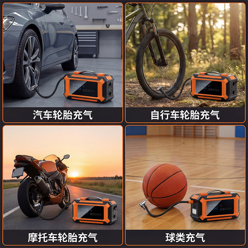 车载充气泵轮胎打气汽车电瓶搭电应急启动电源一体机智能数显跨境