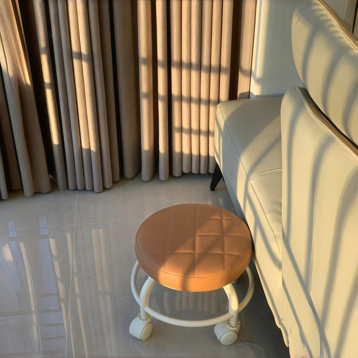 Soft Padded Rolling Stool – Multifunctional Swivel Shoe Changing Bench
