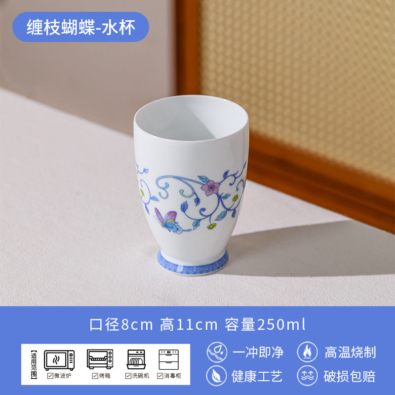 景德镇中式餐具套装家用轻奢青花陶瓷碗碟乔迁送礼碗盘釉中彩批发