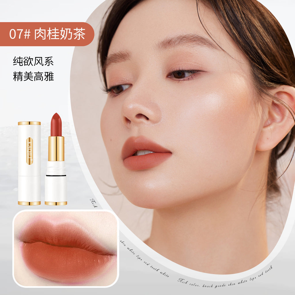 小白管丝雾不沾杯不掉色口红哑光持久防水姨妈色唇膏不沾杯口红