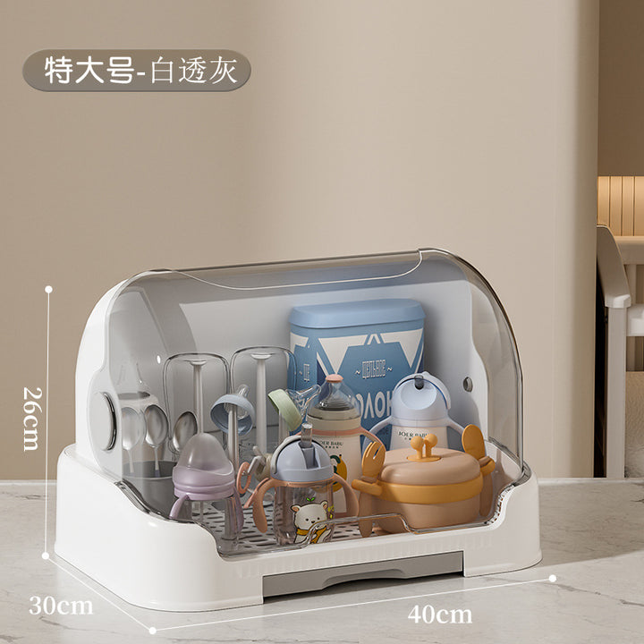 放宝宝奶瓶收纳盒装婴儿餐具碗筷辅食工具箱防尘沥水储物柜置物架