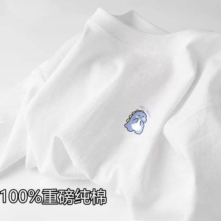 夏季新款男女士纯棉短袖小胸标个性情侣T恤衫宽松休闲百搭上衣潮