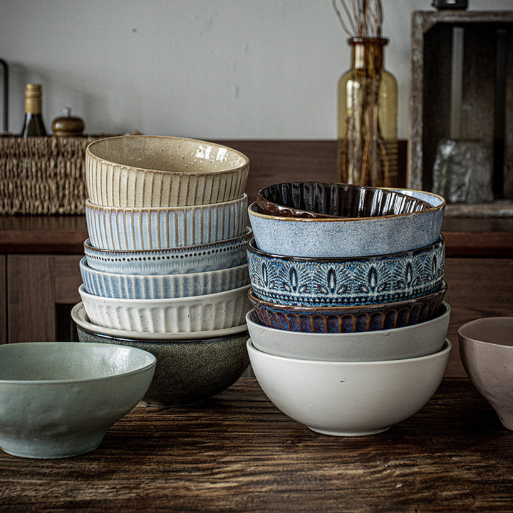 Vintage Bowl Japanese Style Ceramic Bowl Bowl Home Bowl Bowl Tableware Light Luxury Premium Design Bowl Bowl