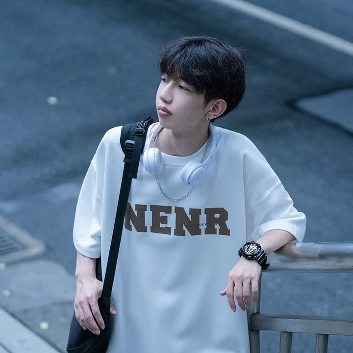 日系cityboy棉质短袖t恤男夏季ins潮牌港风宽松百搭五分半袖上衣