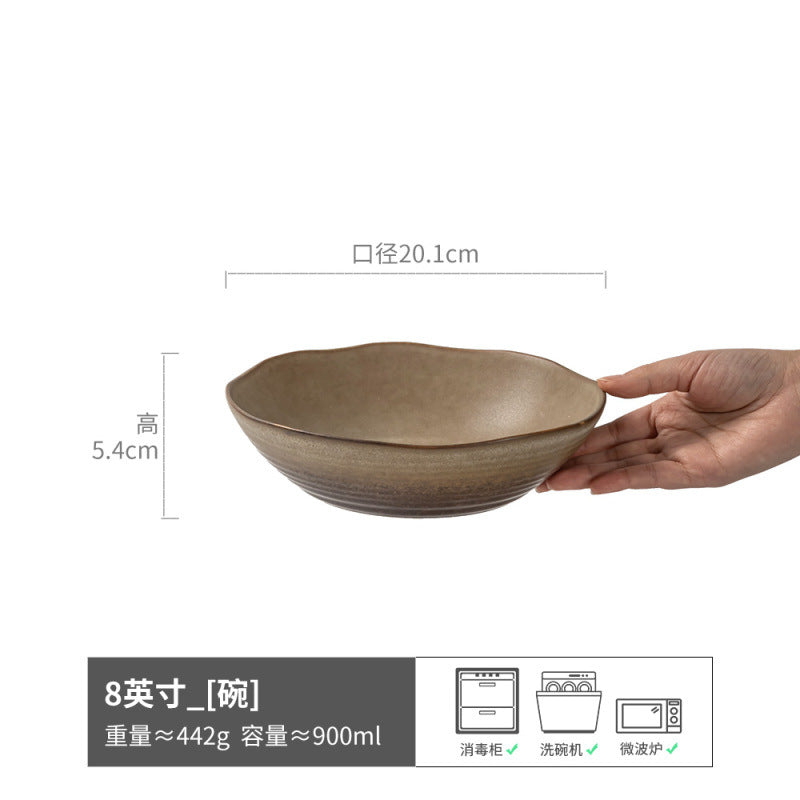 碗合集复古纯色陶瓷汤碗面碗圆形水果沙拉碗家用餐具批发复古菜碗