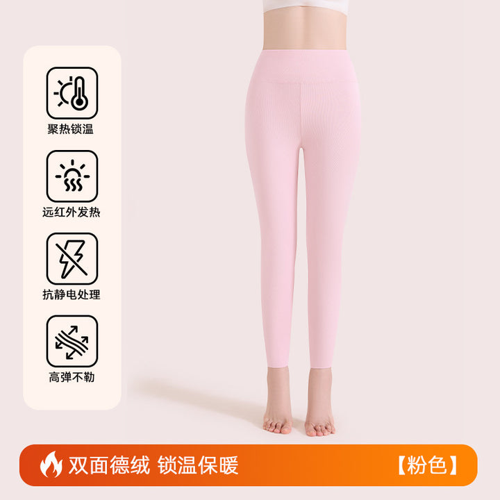 绵羊毛保暖裤女士加绒秋冬高级感蚕丝秋裤德绒高腰打底裤大码高端