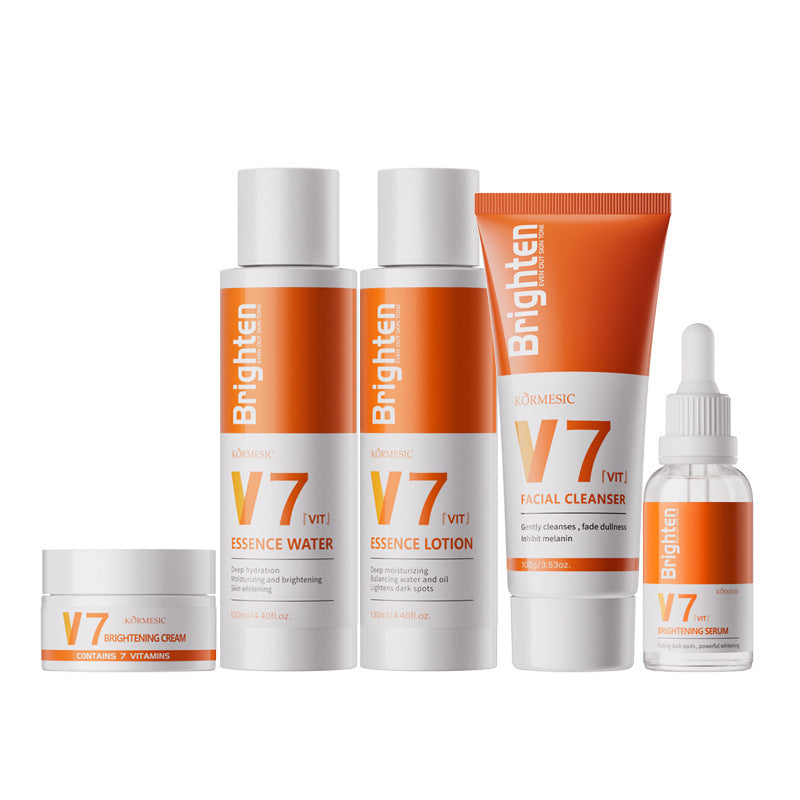 KORMESIC全英文V7亮肤精华液洗面奶素颜霜水乳面部护理套装跨境