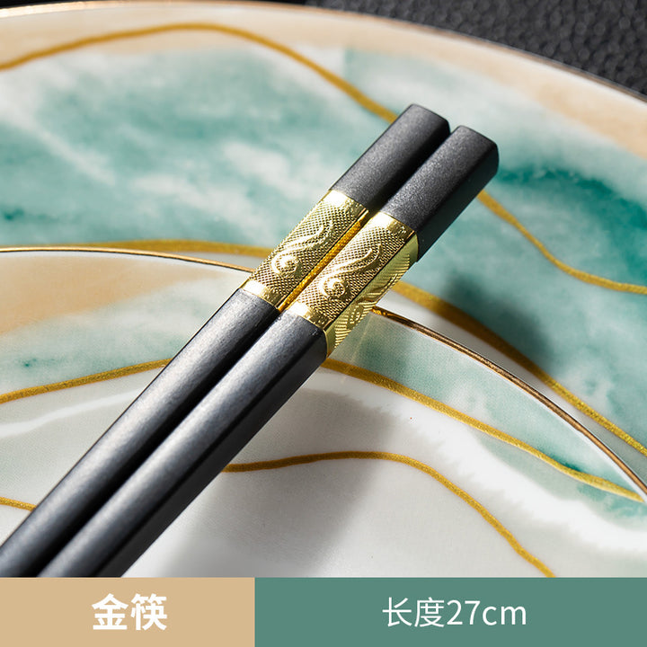 高档酒店摆台骨瓷餐具套装饭店会所私房菜包厢招待金边碗碟四件套
