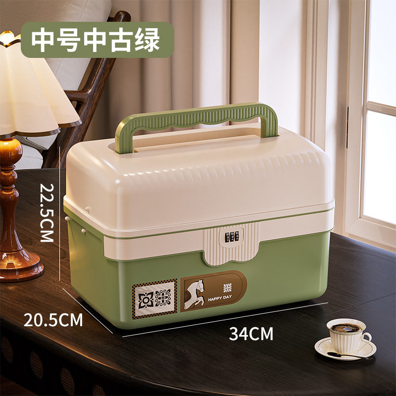 带锁收纳箱家用密码箱贵重物储物箱车载手提隐私文件证件收纳盒
