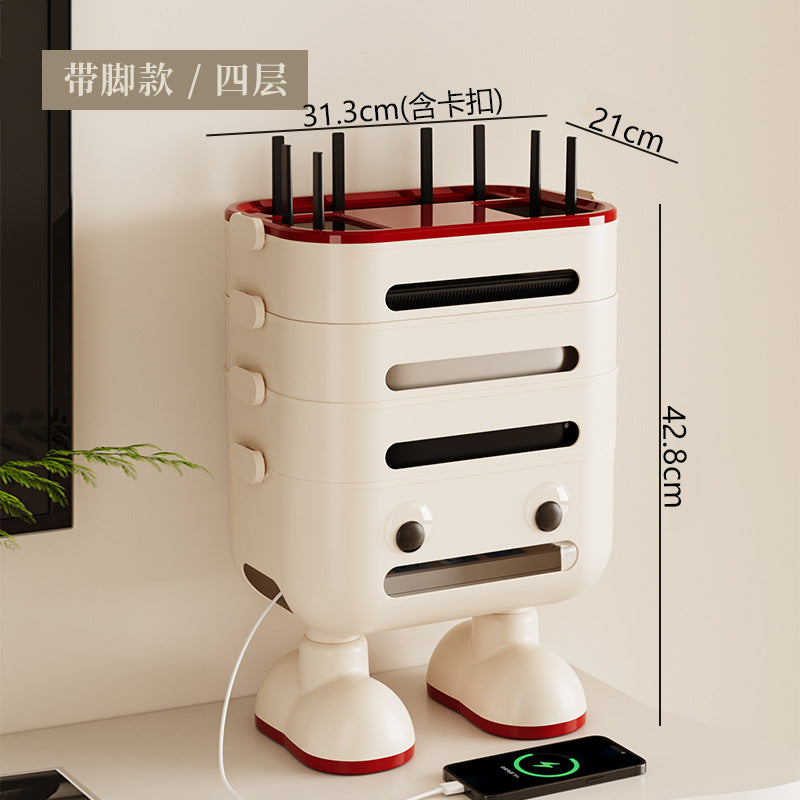wifi路由器收纳盒家用客厅电源插座排插无线光猫机顶盒整理置物盒