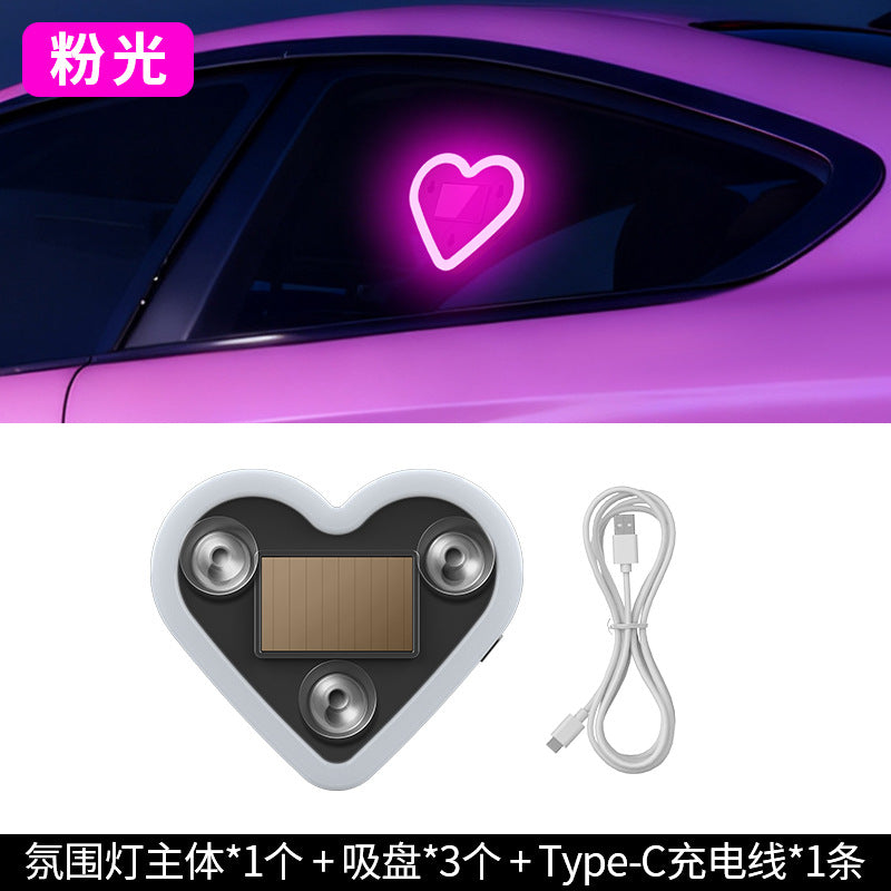 Car Solar Triangle Window Heart Shape Atmosphere __NS 73__ Neon Light – Interior Decoration