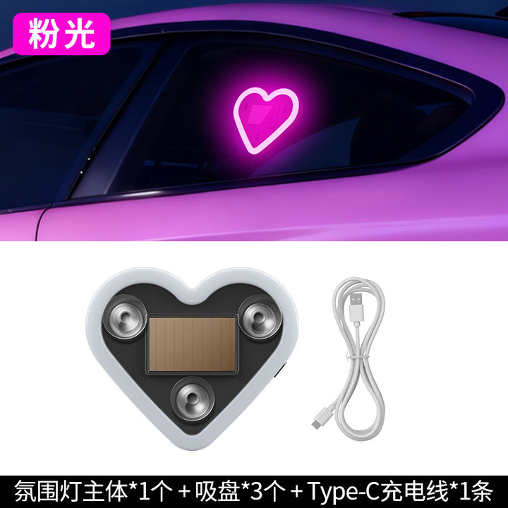 Car Solar Triangle Window Heart Shape Atmosphere __NS 73__ Neon Light – Interior Decoration