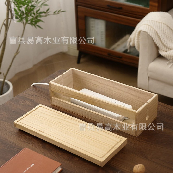 家用木质客厅厨房桌面简约集线盒实木电线收纳置物杂物整理盒储物