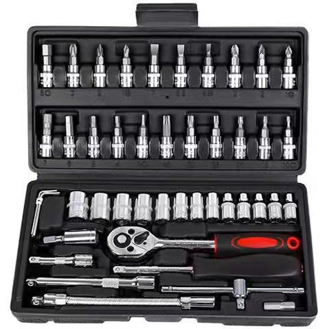 46 pc Mini Ratchet Socket Wrench Set – Hex Allen Key Combo for Motorcycle & Car Repair