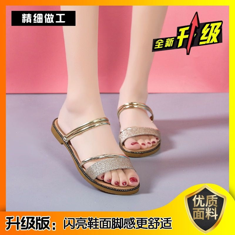 软皮拖鞋新款真沙滩鞋夏季平底女鞋两穿风超软底罗马百搭凉鞋仙女