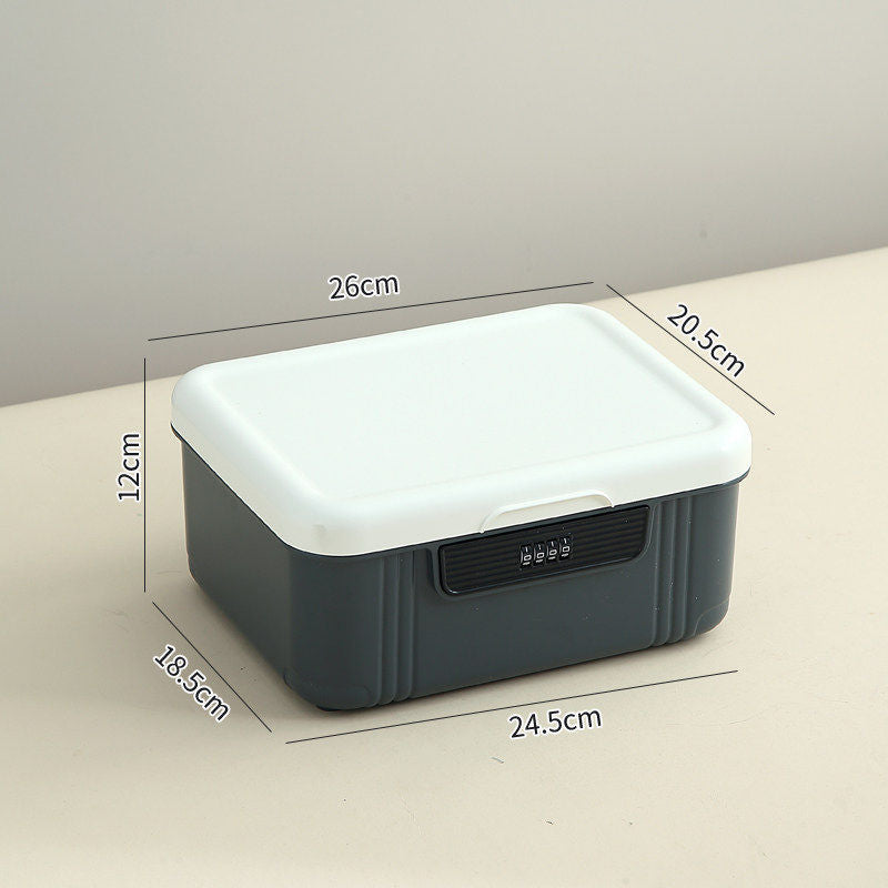 密码收纳箱贵重物品塑料储物箱桌面文件带锁收纳盒车载家用整理箱