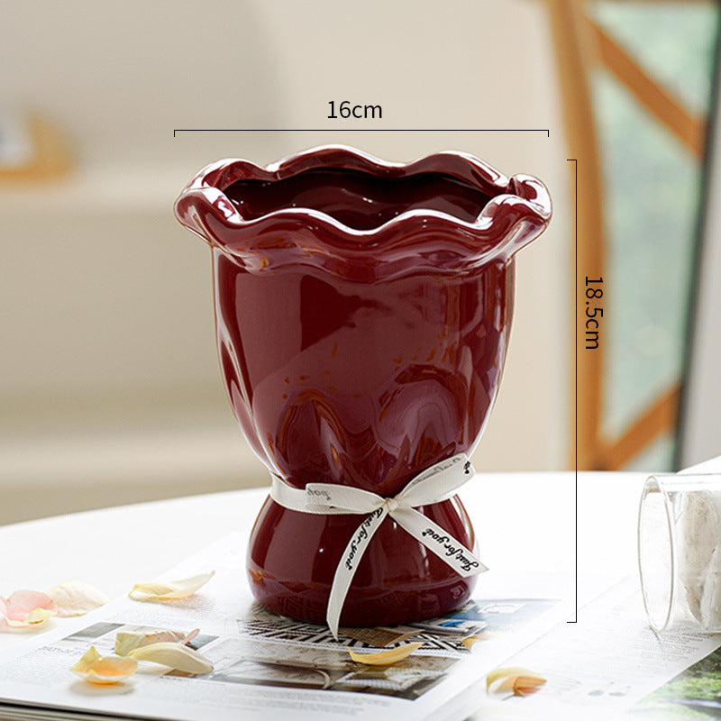 French Cream Style Light Luxury Ceramic Vintage Living Room Ornament Large Wholesale