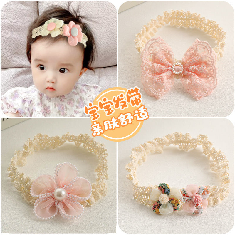 新款婴儿发带韩版蝴蝶结花朵儿童发饰头带护囟门皇冠饰品套装礼盒