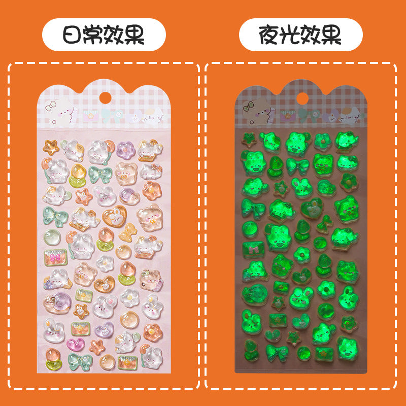 3 D Glow-in-Dark Crystal Diamond Stickers – Kids Cartoon Phone Case Decoration Stickers