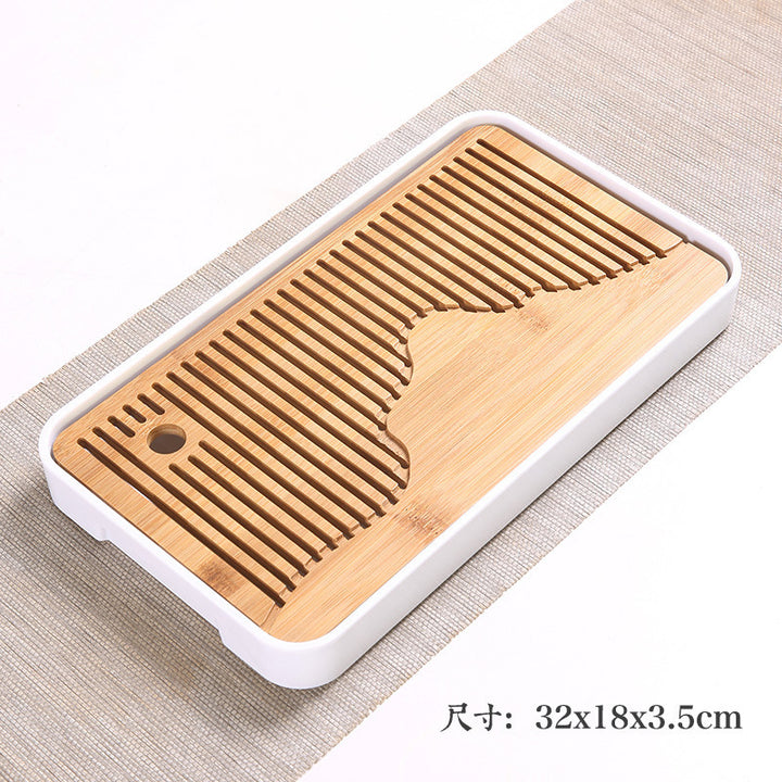 家用简约功夫茶具茶盘套装长方形储水日式密胺竹制小茶台沥水托盘