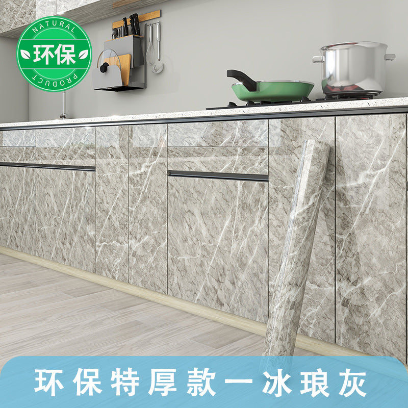 柜门贴加厚防水防油厨房自粘家具桌面灶台仿大理石橱柜柜门贴纸