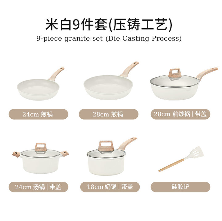 跨境花岗岩锅具套装厨房用品全套麦饭石不粘锅煎炒锅cooking pot