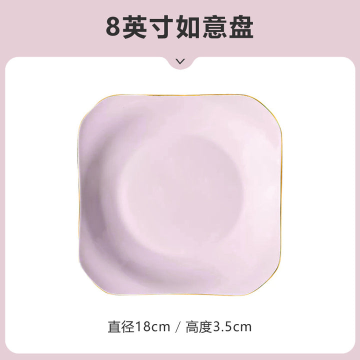 网红高颜值粉色饭碗盘子面碗陶瓷餐具景德镇碗碟套装家用批发自选