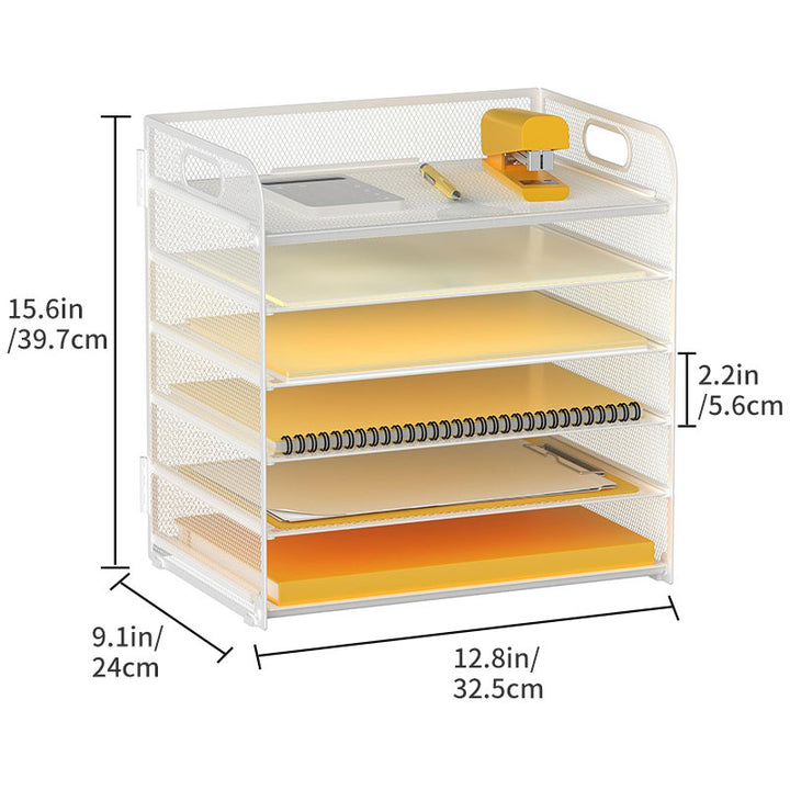 Multi-Tier Office File Rack – Large Capacity Desktop Document Organizer Shelf