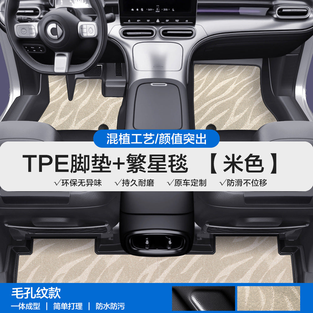 适用于奔驰Smart精灵1号3号5号TPE汽车脚垫全包围包门槛丝圈地垫
