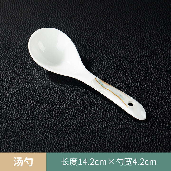 高档酒店摆台骨瓷餐具套装饭店会所私房菜包厢招待金边碗碟四件套
