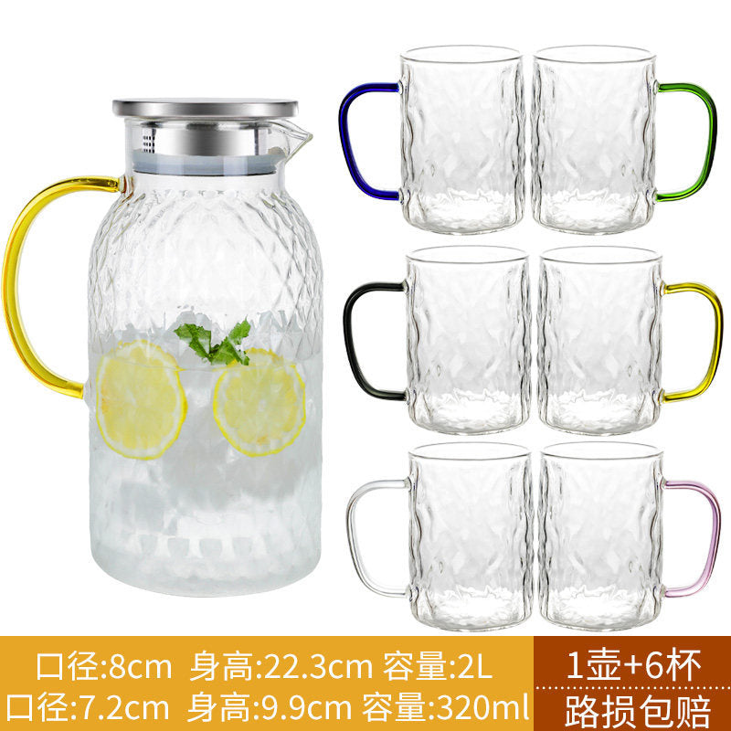 冷水壶家用耐高温玻璃水壶泡茶开水耐热冷泡凉水壶大容量水杯套装