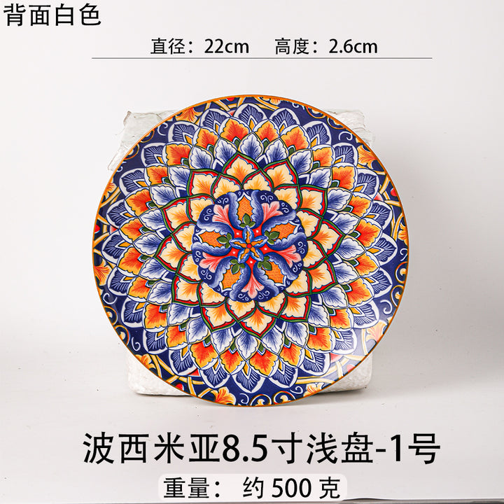 波西米亚风餐具瓷碗拉面碗瓷器燕麦碗沙拉碗6寸汤碗陶瓷餐厨饮具