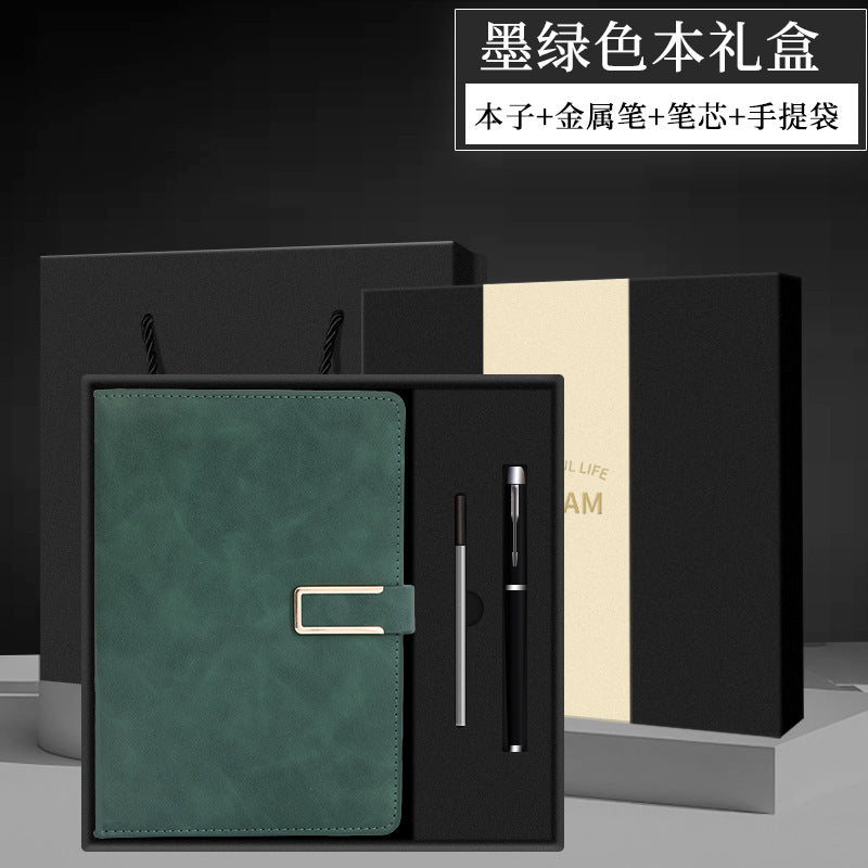 商务u形搭扣记事本办公学习手账本笔记本礼盒文具套装定制批发