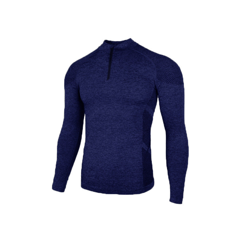 American Seamless Jacquard Zipper Long Sleeve Training Top - Quick Dry Muscle Fit