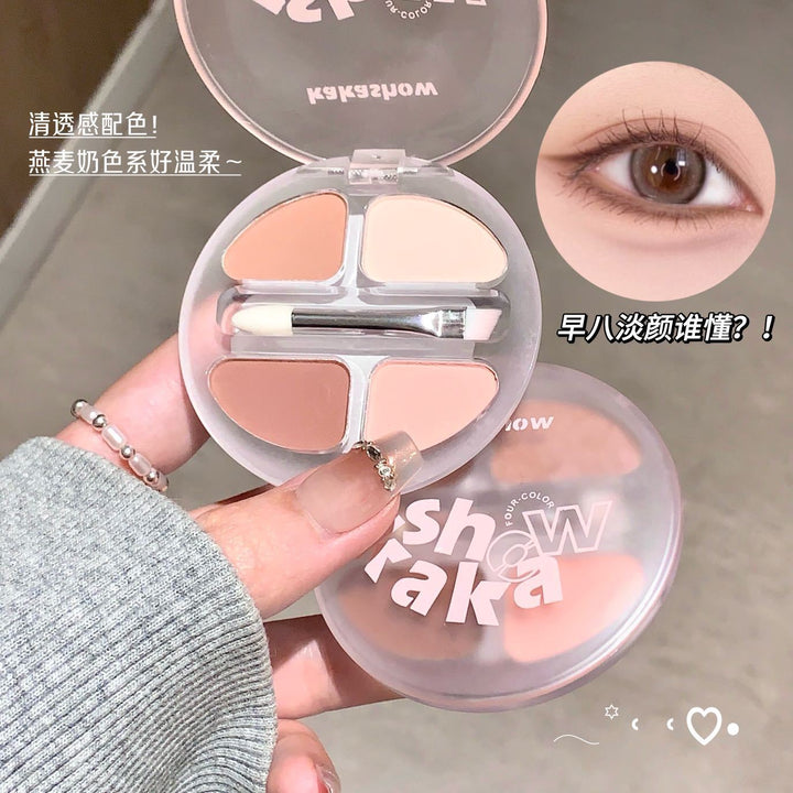 kakashow灵动四色卧蚕盘哑光闪粉自然立体提亮综合盘带双头刷眼影