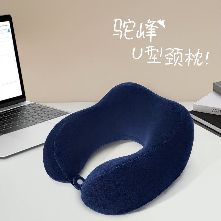 夏季冰丝凉感护颈u型枕便携可收纳记忆棉颈枕飞机枕枕头批发现货