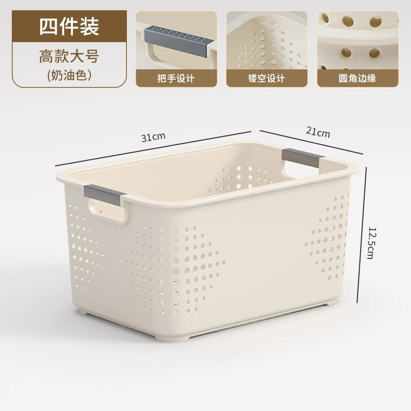 桌面收纳盒零食玩具整理盒家用塑料箱厨房储物篮子杂物收纳筐