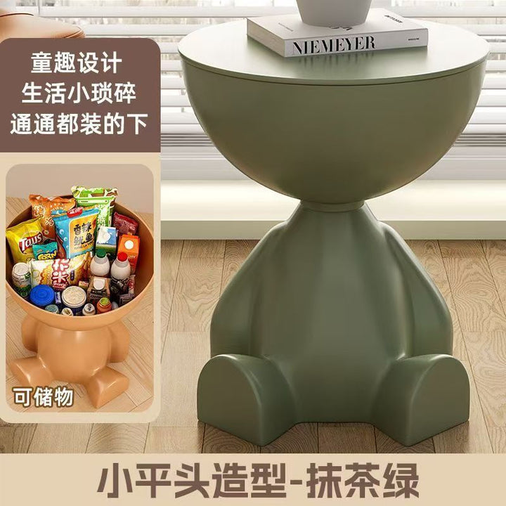 创意小平头茶几奶油风家用客厅沙发餐桌边床头小桌子小圆桌角几