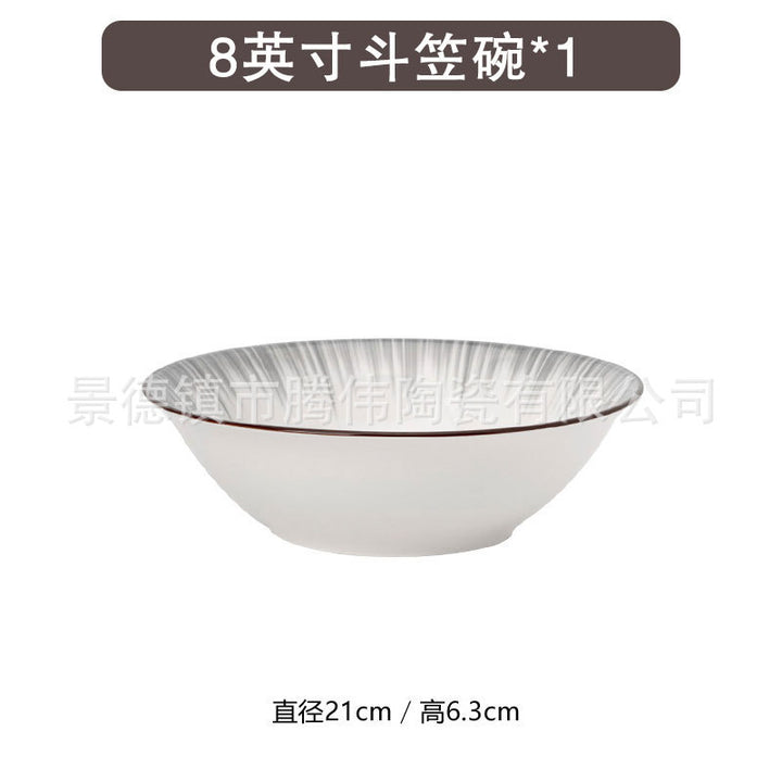 轻奢碗盘青瓷汤碗2025新款陶瓷餐具套装筷饭碗盘子时空灰碗具套装