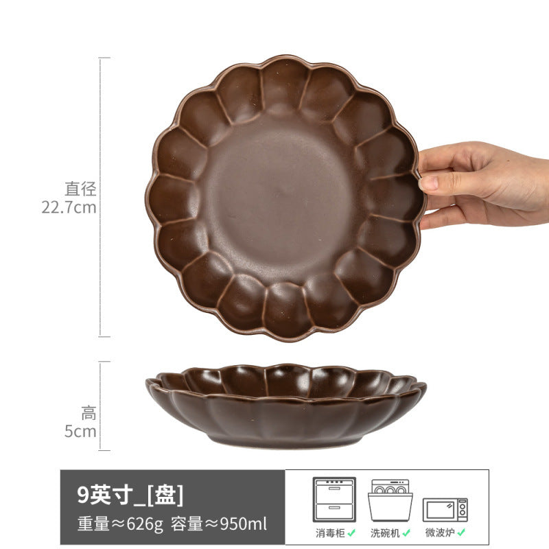 碗合集复古纯色陶瓷汤碗面碗圆形水果沙拉碗家用餐具批发复古菜碗