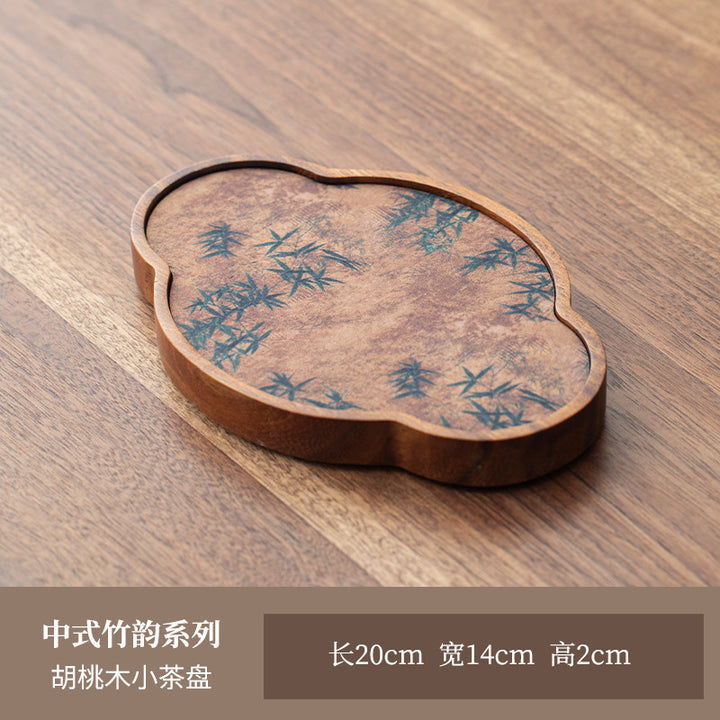 禾事北美胡桃木茶盘干泡台高档实木壶承带防水茶席茶垫复古茶盘