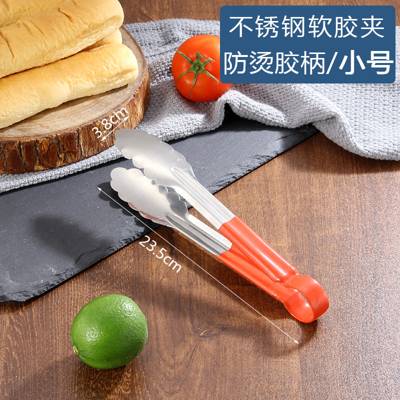 不锈钢食品夹子烤肉夹厨房烧烤面包夹子牛排夹子麻辣烫选菜夹