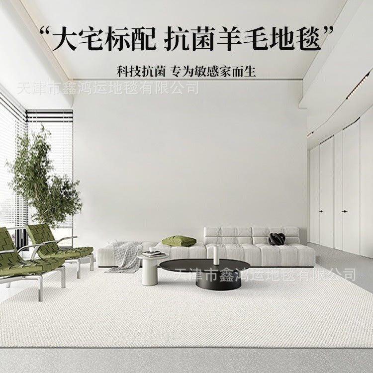 新西兰高脂羊毛地毯客厅茶几纯色素色日式侘寂风极简卧室满铺地垫
