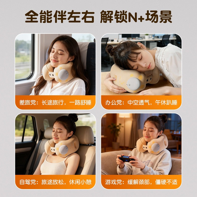 Cat Paw Inflatable Travel Neck Pillow - Portable PVC U-Shaped Support