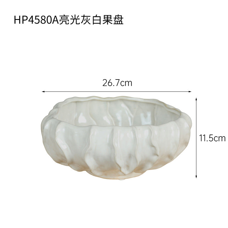 法式创意陶瓷水果盘摆件 客厅玄关茶几家用收纳艺术托盘软装饰品