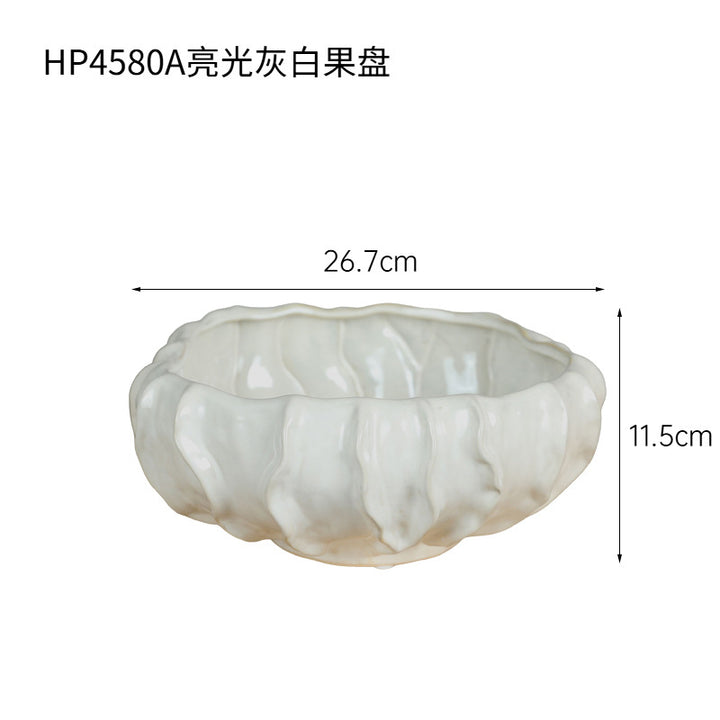 法式创意陶瓷水果盘摆件 客厅玄关茶几家用收纳艺术托盘软装饰品