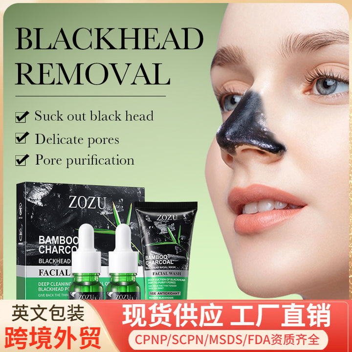 全英文ZOZU品牌去黑头收缩毛孔套装清洁面部T区护理套盒跨境批发
