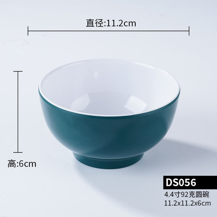 A5密胺小碗双色食堂餐具商用饭店餐饮米饭碗塑料小汤碗火锅蘸料碗
