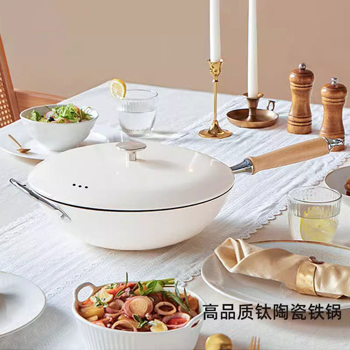 芳华系列家用陶瓷锅具套装不粘锅煎炒锅汤锅奶锅电磁炉燃气灶通用