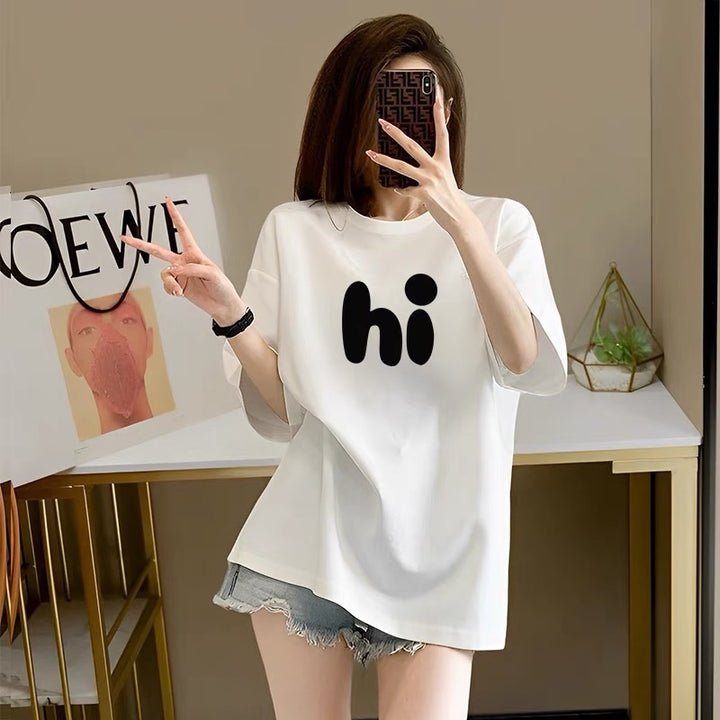 短袖T恤女2025夏季新款休闲胖mm半袖oversize宽松情侣上衣服ins风